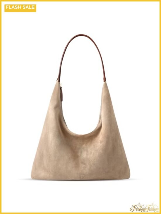 Handbags - Faux Suede Slouchy Hobo Shoulder Bag Women Tote Purse Handbag